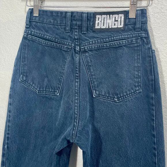 Vintage 80s Black Bongo Raw Hem Ankle Jeans High-Rise Tapered 27" Waist Grunge - Picture 5 of 13